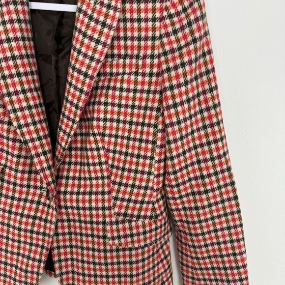 Talbots Houndstooth Plaid Wool Blazer Academia Size 6P Elbow Patch Women - Picture 6 of 16